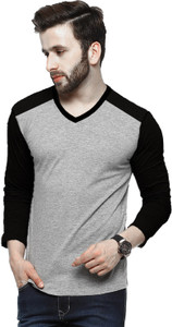 Tripr Solid Men V-neck Multicolor T-Shirt