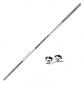 FACTO POWER 3 FEET LONG, WITH ROD LOCKS, 20 MM THICKNESS FOR HOME GYM Weight Lifting Bar