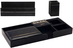 Kebica 9 Compartments Faux Leather Desk Organizer Black Best Price