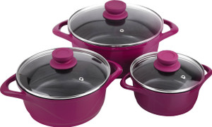 Wonderchef Ceramide Set pink Pot 1.25 L, 2.25 L, 4 L