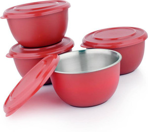 Sayee Microwave Safe Red stainless steel bowl Stainless Steel Bowl Set