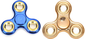 Lata Set of 2 Chrome Edition Fidget Spinner Blue and Gold for Brother and Sister