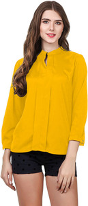 oneOeightdesigns Formal 3/4th Sleeve Solid Women Orange Top