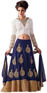 Mert India Silk Embroidered Semi-stitched Lehenga Choli Material