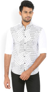 Locomotive Men's Printed Casual White Shirt