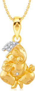 Divastri Ganesha 18K Yellow Gold Cubic Zirconia Alloy Pendant