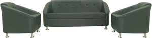 FURNITECH SEATING SYSTEMS (I) PVT LTD Leatherette 3 + 1 + 1 Black Sofa Set