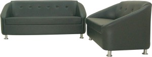 furnitech seating systems (i) pvt ltd leatherette 3 + 2 black sofa set