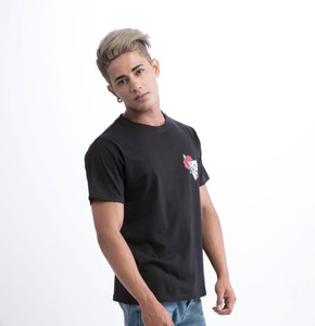 LIONIZE Printed Men Round Neck Black T