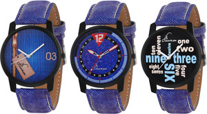 Jack Klein Elegant 3 Different Blue Strap Watch - For Men