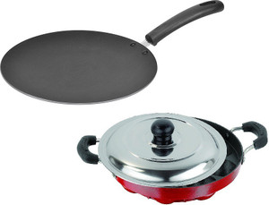 Omic Classic Range Combo 2 Pcs Set of Appam Pan With Lid & Concave Cookware Set
