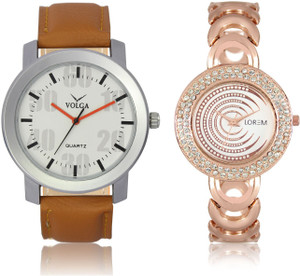 LOREM VL27LR202 New Latest Stylish Designer Leather-Metal Belt Attractive Different Combo Watch - For Men & Women