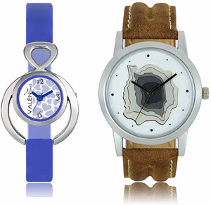 LOREM WAT-W06-0009-W07-0012-COMBOLOREMWhite::White Designer Stylish Shape Best Offer Combo Couple Watch - For Men & Women