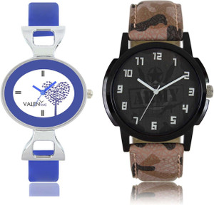 LOREM WAT-W06-0003-W07-0029-COMBOLOREMBlack::White Designer Stylish Shape Best Offer Combo Couple Watch - For Men & Women