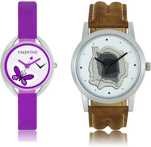 LOREM WAT-W06-0009-W07-0002-COMBOLOREMWhite::White Designer Stylish Shape Best Offer Combo Couple Watch - For Men & Women