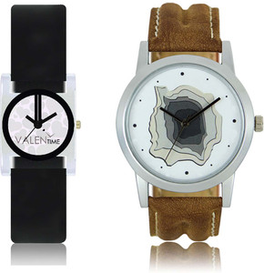 LOREM WAT-W06-0009-W07-0006-COMBOLOREMWhite::White Designer Stylish Shape Best Offer Combo Couple Watch - For Men & Women