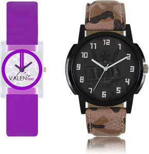 LOREM WAT-W06-0003-W07-0007-COMBOLOREMBlack::White Designer Stylish Shape Best Offer Combo Couple Watch - For Men & Women