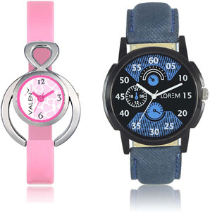 LOREM WAT-W06-0002-W07-0013-COMBOLOREMBlack::Blue::White Designer Stylish Shape Best Offer Combo Couple Watch - For Men & Women