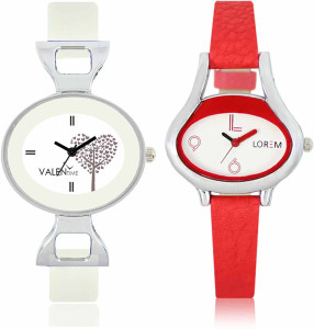 LOREM WAT-W06-0206-W07-0032-COMBOLOREMWhite::White Designer Stylish Shape Best Offer Combo Beautiful Watch - For Women