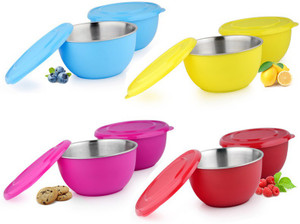 Meenamart Multicolour Stainless Steel Bowl Set