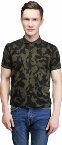 Be-Beu Military Camouflage Men's Polo Neck Dark Green T-Shirt