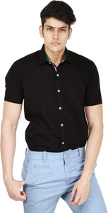 BASE 41 Men Solid Casual Black Shirt