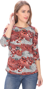 GANESH FASHION Casual 3/4th Sleeve Printed Women Multicolor Top