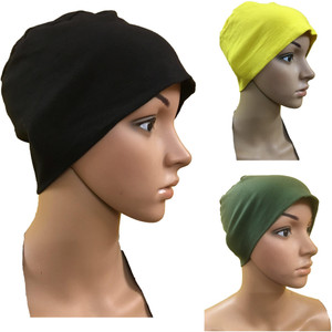 girija Solid 3 PIECES COMBO PACK OF CHEMO HEADWRAP UNDERSCARF CAPS CANCER HEADWEAR CHEMO CAPS UNDER HIJABS WOMENS PREGNANCY CAPS Cap