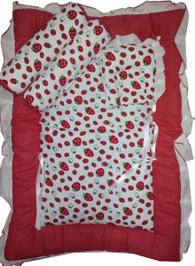 Love Baby Cotton Bedding Set Red 1 Bed 2 Side Pillow 1 Head Pillow