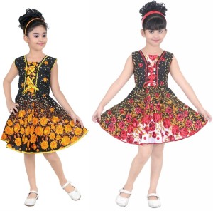 BAHUBALI Girls Midi/Knee Length Casual Dress