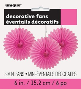 UNIQUE 6 Mini Hot Tissue Paper Fan Decorations, 3Ct - 6 Mini Hot