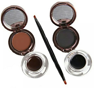 Menow Black and Brown Eyebrow Powder and Eyeliner Gel With Brush