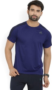 adidas solid men round neck blue t-shirt CE0349MYSINK
