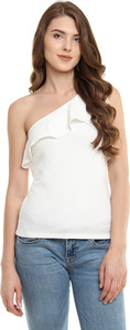 Miss Chase Party Sleeveless Solid Women's White Top