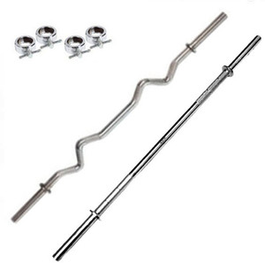 GB 3 Feet Straight , 3 Feet Zig Zag & 4 Locks Weight Lifting Bar