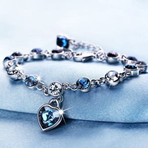 University Trendz Alloy Crystal Rhodium Charm Bracelet