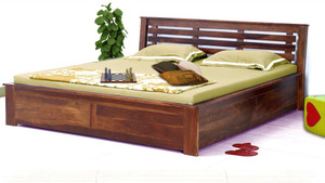 VINTEJ HOME Solid wood Contemporary Queen Size Box Storage bed In Provincial Teak Finish By Vintage Home Solid Wood Queen Bed