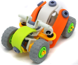Toys Bhoomi 2 IN 1 Take-Apart 3D Model Racing Car Dune buggy Assembly Construction Building Blocks Puzzles DIY Playset with Screw Nuts & Tools - 62 Flexible Bending Plastic Pieces