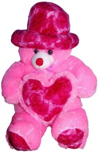ATTRACTIVE Pink Teddy Bear with Cap & Heart 3 Feet  - 90 cm