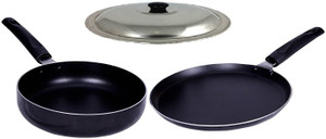 KUMAKA Perfect Kitchenz 2 pcs KUMAKA Perfect kitchenz Non-Stick 2 pieces Combo gift Set (Fry Pan, Dosa Tawa )with Bakelite Handle (Black) Cookware Set
