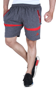 Fingers Striped Men Black Sports Shorts
