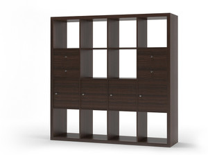 Urban Ladder Boeberg Bookshelf 4 x 4; Inserts : 4 cabinet, 2 drawers Engineered Wood Semi-Open Book Shelf