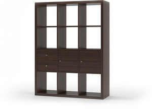 Urban Ladder Boeberg Bookshelf 4 x 3; Inserts : 2 cabinet, 1 drawers Engineered Wood Semi-Open Book Shelf