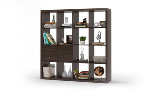 Urban Ladder Boeberg Bookshelf 4 x 4; Inserts : 1 cabinet, 1 drawers Engineered Wood Semi-Open Book Shelf