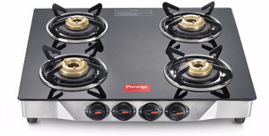 Prestige Deluxe Glass, Stainless Steel Manual Gas Stove