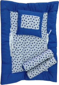 Love Baby Cotton Bedding Set Navy Blue 1 Bed 2 Side Pillow 1 Head