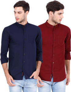 Rope Men's Solid Casual Dark Blue, Maroon Shirt