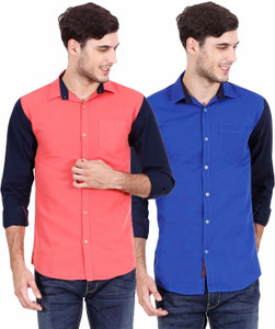 Rope Men's Solid Casual Red, Blue Shirt
