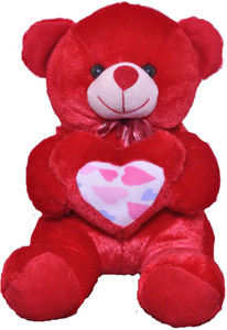 ToyHub Stuffed Spongy Hugable Cute Teddy Bear With Heart (Red Color) - 45 cm