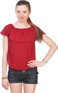 Myshka Casual Short Sleeve Solid Women's Red Top